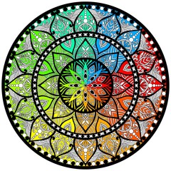 Mehndi Henna Drawing Circular Mandala pattern for tattoo, decoration premium product poster or painting. Decorative ornament in ethnic oriental style. Outline doodle hand draw illustration.