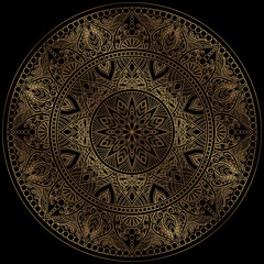 Mehndi Henna Drawing Circular Mandala pattern for tattoo, decoration premium product poster or painting. Decorative ornament in ethnic oriental style. Outline doodle hand draw illustration.