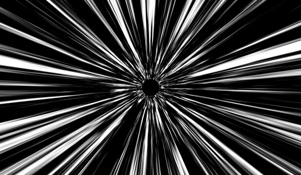 zoom white speed line Anime on black background for comic
