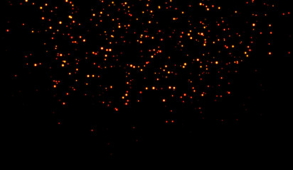 3D abstract digital technology yellow-orange light particles network on balck background.