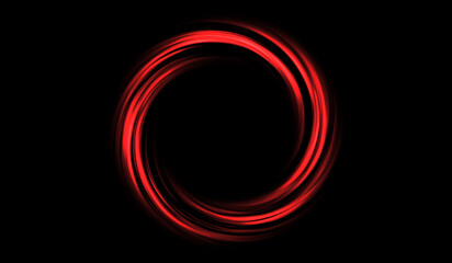 3D abstract digital technology red light sphere on black background.