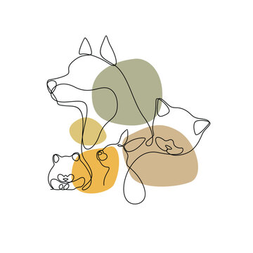 Animal Pet line art vector for wall decoration printing