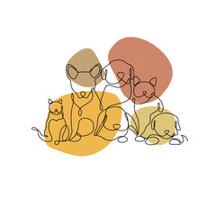 Animal Pet line art vector for wall decoration printing