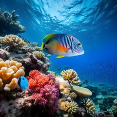 Naklejka na ściany i meble Tropical Splendor: Image of Colorful Fish in an Underwater Paradise