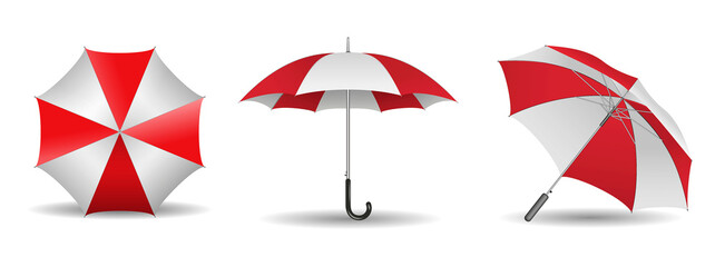 set of realistic umbrella in various type or outdoor parasol protection weather waterproof material. 3D render © coolvectormaker