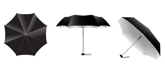 set of realistic umbrella in various type or outdoor parasol protection weather waterproof material. 3D render © coolvectormaker