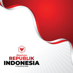 Indonsian Independence Day Background. Red White Ribbon Indonesian Flag Border Frame. gradient indonesia independence day background