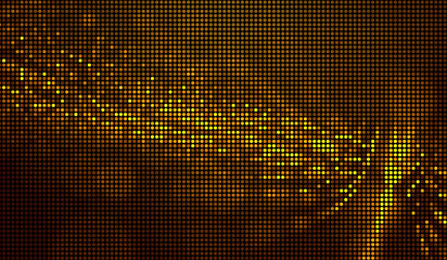 Halftone dots abstract digital technology orange-red light on red background.