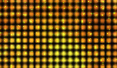 Halftone dots abstract digital technology orange-red light on red background.