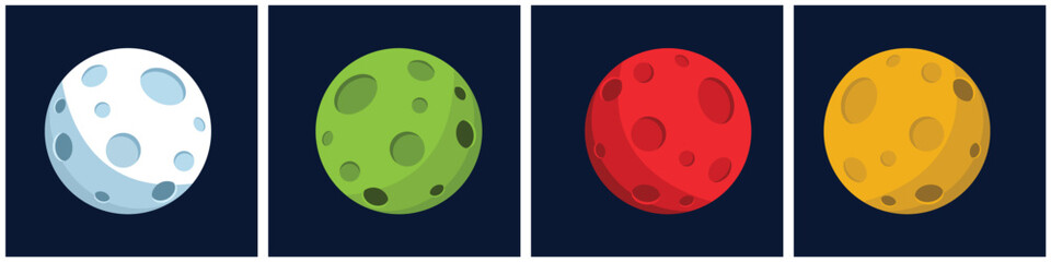 Planet vector icon. Space icon illustration isolated on dark blue background.