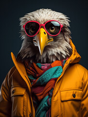 An Anthropomorphic Eagle Wearing Cool Urban Street Clothes