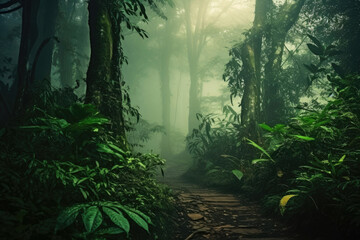 Mystic trail in rainforest