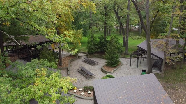 Aerial View of Disc Golf Course and Throws (Mohawk Park, Brantford, Ontario, Canada)