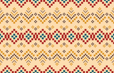 Ethnic abstract ikat art. Aztec ornament print. geometric ethnic pattern seamless  color oriental.  Design for background ,curtain, carpet, wallpaper, clothing, wrapping, Batik, vector illustration.