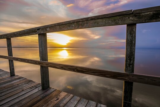 Sunset view from the fishing dock in Winter Garden, Florida