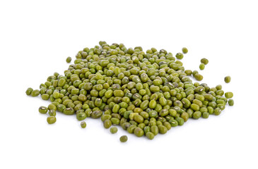 Green bean or mung bean on white background
