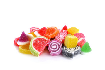 Jelly sweet, flavor fruit, candy dessert colorful on white background