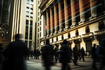 Stock exchange market and investment. Many business people in stock market. Generative AI