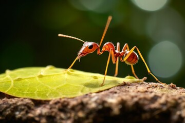 Worker leafcutter ant Atta cephalotes cutting a leaf