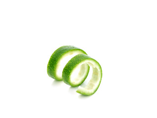 Fresh lime  twist isolated on white background