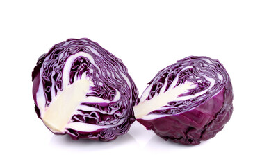 Red cabbage vegetable sliced  isolated on white background