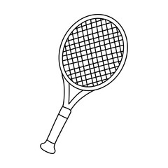 Tennis racket doodle icon. Vector outline simple sketch