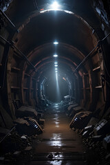 Very dark mine tunnel with big horror alien exit volumetric..jpg