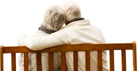 Digital png photo of senior caucasian couple embracing on transparent background
