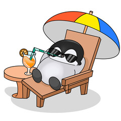 penguin play on the beach © Kanokwan