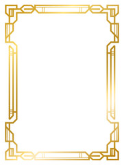 Fototapeta na wymiar Art Deco gold frame vintage frame line geometric wedding label card frame png transparent background