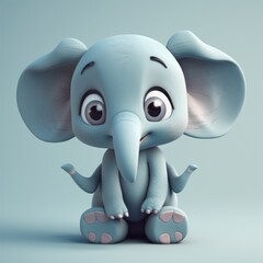 Endearing Baby Elephant Character Illustration - AI Generated