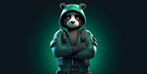 panda 3d character fortnite skin style in setup gaming. Generative Ai content