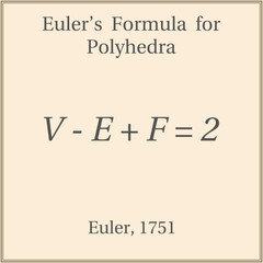 Euler’s Formula for Polyhedra. Education. Science. Formula. Vector illustration.
