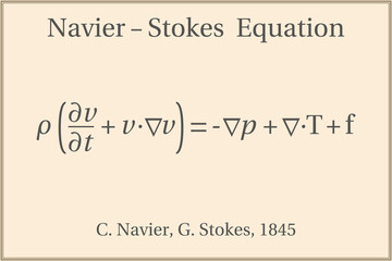 Navier – Stokes Equation. Education. Science. Formula. Vector illustration.