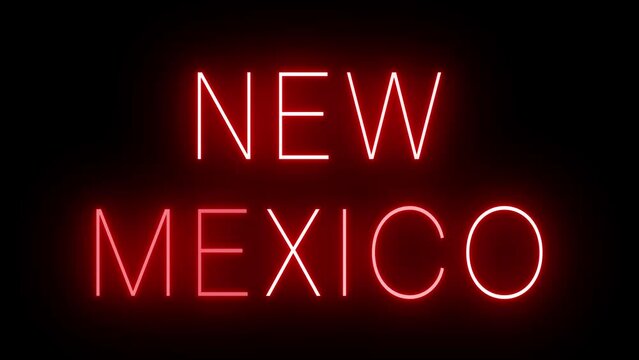 Red flickering and blinking neon sign for New Mexico