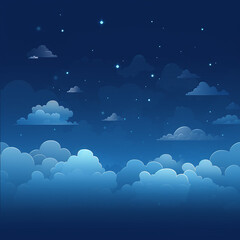 Cartoon clouds with space in top right corner. AI generated