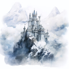 Castle on the top of the mountin.AI generated