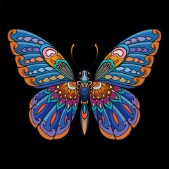 butterfly mandala arts isolated on black background