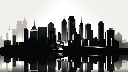 Fototapeta na wymiar city skyline - illustration created using generative AI tools