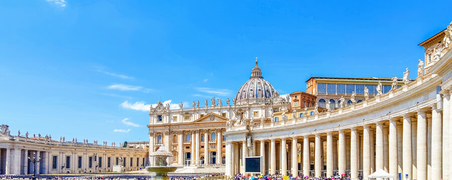 VATICAN, ITALY - May 22, 2023: St Peter Square on a sunny day in Rome, Italy.