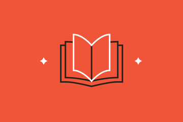 Geometric open book illustration in flat style design. Vector illustration. 