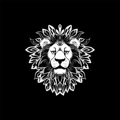 Floral Crowned King Regal Lion logo Emblem