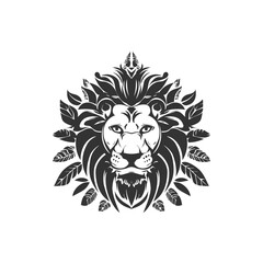 Fototapeta na wymiar Blooming Serenity Lion Head logo Emblem