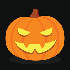 Halloween pumpkin with face expression. Vector cartoon Illustration.