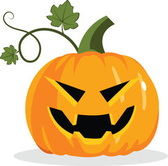 Halloween pumpkin with face expression. Vector cartoon Illustration.