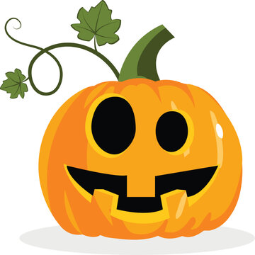 Halloween pumpkin with face expression. Vector cartoon Illustration.