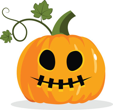 Halloween pumpkin with face expression. Vector cartoon Illustration.