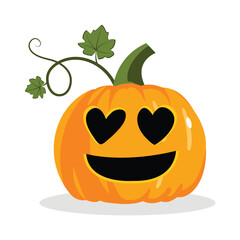 Halloween pumpkin with face expression. Vector cartoon Illustration.