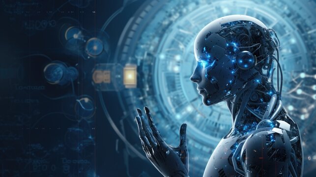 Powerful mind futuristic three-dimensional tech and artificial intelligence, innovation and creativity in a virtual world, smart robot, optimize your work for maximum visibility, Generative AI.