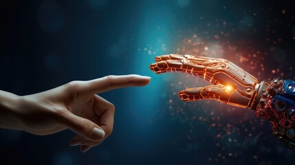 Futuristic collaboration, evolution of three-dimensional robotics and artificial intelligence, innovative cyberspace, touch of automation and smart human-machine interaction, Generative AI.